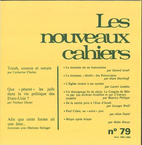 Les Nouveaux Cahiers N°079 (Hiver 1984-85)